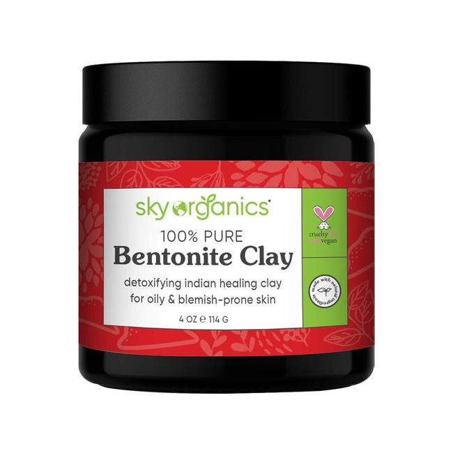 Sky Organics Indian Healing Clay with Detoxifying Bentonite Clay for Face 4 Oz.