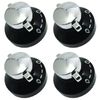New World Gas Hob Oven Cooker Knobs Flame Control Switch (Pack of 4, Black / Silver)