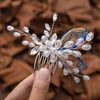 Vakkery Bride Wedding Hair Comb Slide Silver Crystal Bridal Headpieces Rhinestone Hair Accessories for Women and Girls