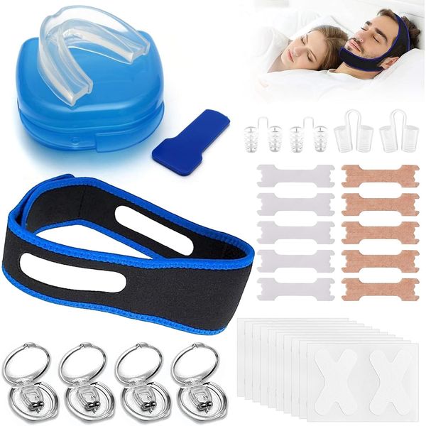 28Pcs Anti Snoring Devices, Sleep Apnea Nasal Strips Anti Snoring Mouth Guard, for Comfortable Sleeping Safe Snore Relief, Anti Snoring Improve Sleeping for Men and Women