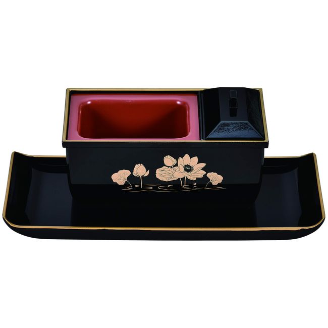 Buddhist Tools Baked Incense Bon Peaceful Set, Incense, Incense Burner, Obon Festival, Grave Visitors, Offerings, Buddhist Altar, Accessories, Black (Edge Gold), Lotus, 5 Inch Incense Burner, Burning