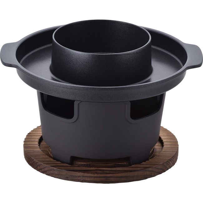 Wahei Freiz RB-1281 Grilled Shabu Pot, Black, 7.1 inches (18 cm), Solid Fuel, Cassette Stove, Japanese Hospitality