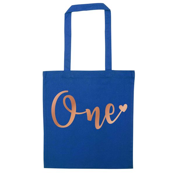 Flox Creative Blue Tote Bag Rose Gold One