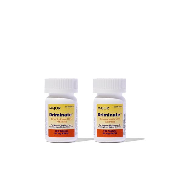 Major Driminate Motion Sickness Relief Tablets 100 Count Dimenhydrinate 50mg
