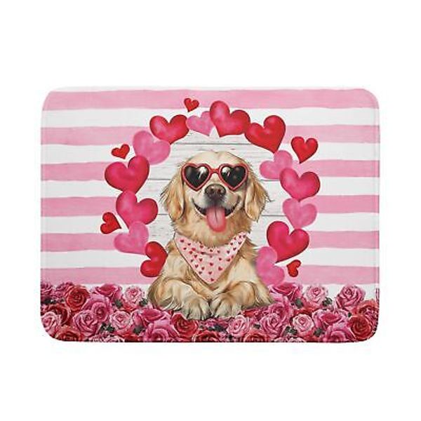 Valentine's Day Dog Dish Drying Mat for Kitchen Counter 18x24 inch Heart Rose...