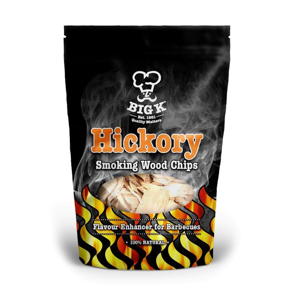 Big K Hickory Smoking Chips, 400g Bag 100% Natural BBQ Flavour Enhancer