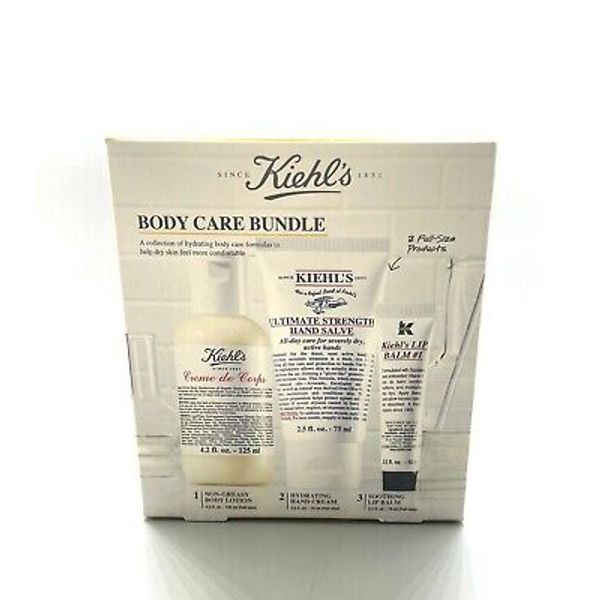 KIEHL'S Full Size Body Care Bundle Gift Set Creme de Corps /Hand Salve /Lip Balm