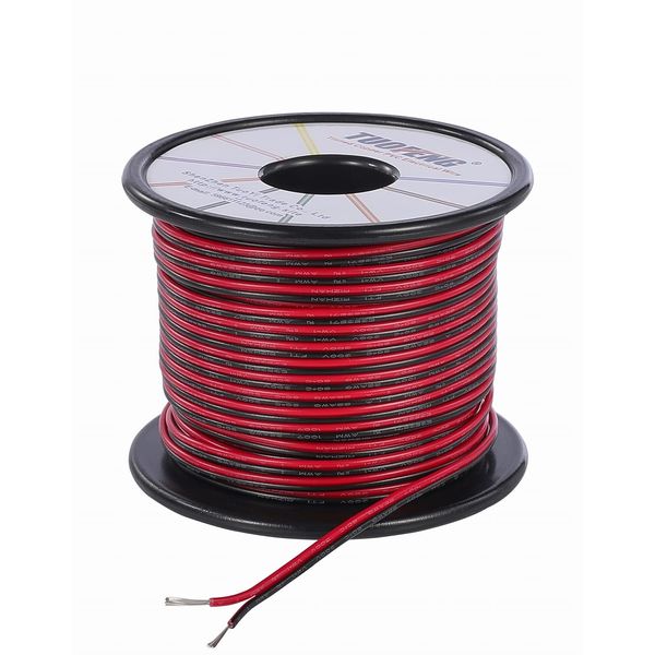 TUOFENG 22 Gauge PVC Electrical Wire 0.32mm²30 Meter Reel 2 Pin Extension Cable 12V/24V DC Cable Wire for Single LED Strip Light