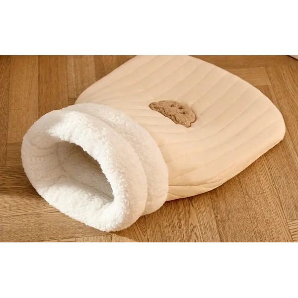 Generisch Katzen Kuschelsack Teddy Creme, Höhle Schlafsack Soft-Plüsch