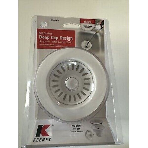 Keeney 3.5-in White Plastic Kitchen Sink Strainer (K1442WH)