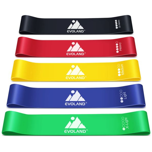 Fitnessbänder 5er, Gymnastikband Krafttraining Resistance Bands Set Natürliches Gummi Widerstandsbänder mit 5 Stufen, Training bänder für Arme und Beine Übung für Yoga, Pilates