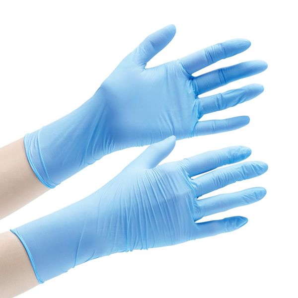 Midori Anzen Velte 722 Nitrile Gloves, Accelerator Free, Powder Free, Blue, L, Pack of 100 (Ultra Thin)