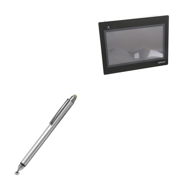BoxWave Stylus Pen Compatible with Omron Basic Programable Terminal TW01B-V1 - DualTip Capacitive Stylus, Fiber Tip Disc Tip Capacitive Stylus Pen - Metallic Silver