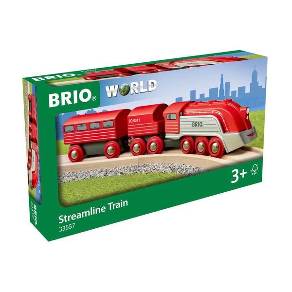 BRIO World 33557 - Streamline Train Set | 3-Piece Wooden Toy Set | Designed for Speed | Fine Craftsmanship | Great for Kids Ages 3 and Up