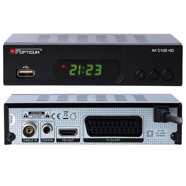 Opticum AX C100 HD DVB-C HDTV Cable Receiver DVB-C, HDMI Scart USB (Black)