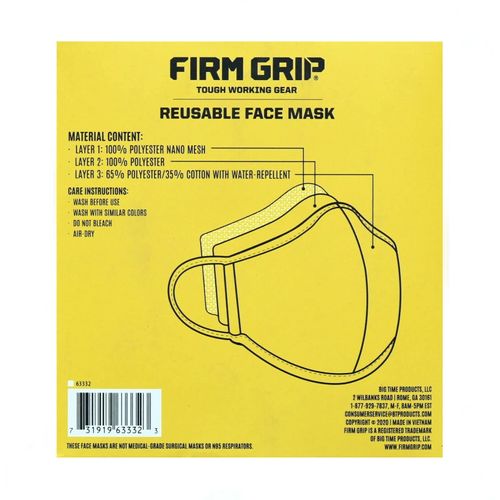 Firm Grip Reusable Face Mask- Tough Working Gear (16 Pack), One Size
