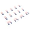 SINLOV 24pcs Nude Coffin Fake Nails Glitter Gradient Blue French Press on Nails Long Ballerina Artificial False Nails Full Cover False Nails for Women and Girls