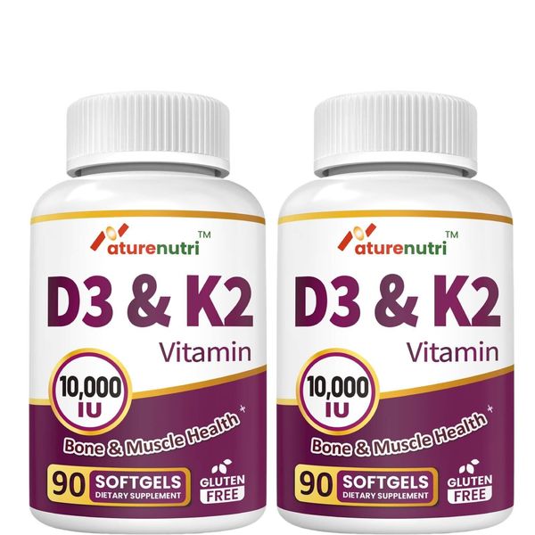 2 Packs-Vitamin D3+K2 Complex 250mcg/200mcg (MK-7) - Immune & Bone Support