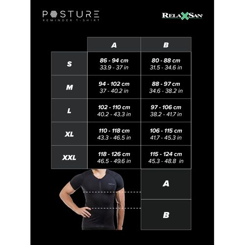 Relaxsan Posture 4070-RP (White L) T Shirt, Back Straightener Posture Corrector for Man, Lumbar Support, Breathable