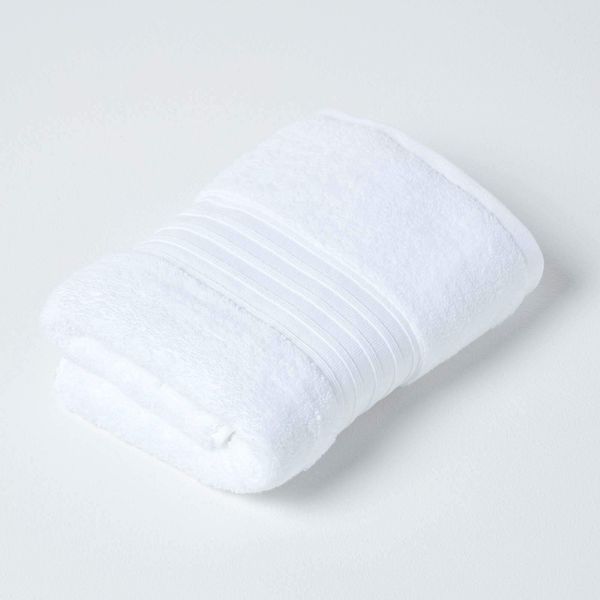 Homescapes weißes Handtuch aus 100% Supima-Baumwolle mit 550 g/qm, hochwertiges Zero-Twist-Handtuch, Gästehandtuch 50 x 90 cm