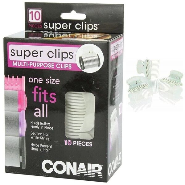 Conair Hot Roller Clips Super Clips Bouncy Curls Curly Hairstyles White 10 Count