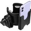 Stroller Cup Holder Adjustable Drink Holder with Phone Holder Universal Black