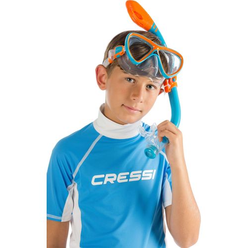 Cressi Junior Lycra Skin Short Sleeve Rash Guard UV Sun Protection (UPF) 50+, Blue , L/4,(Manufacturer Size:10-11 Years)