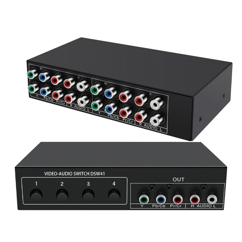 Component AV Video Switch Box 4 in 1 out, BolAAzuL 4 Port 5 RCA YPbPr ...