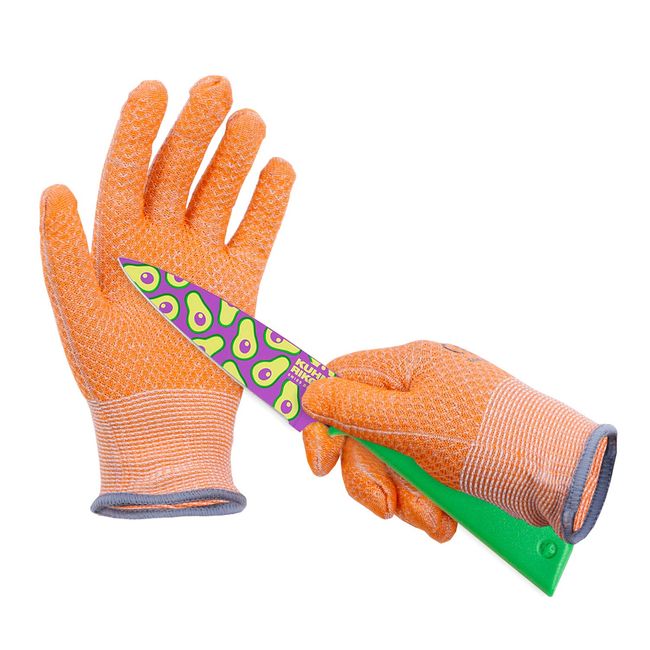 HPHST Schnittsichere Handschuhe für Kinder Kinder Arbeitshandschuhe im Wabendesign A5 Schnittfeste Handschuhe Gartenhandschuhe für 3-8 Jährige Kinder 1 Paar Grau (XXS, Orange)