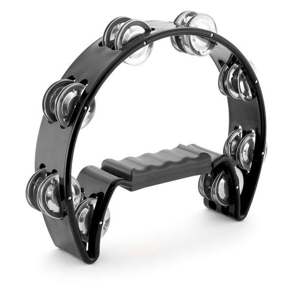 Tiger Half Moon Tambourine in Black - Plastic Cutaway Tambourine