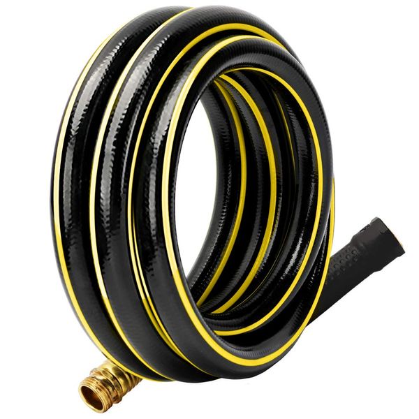 Solution4Patio 5/8 in. x 10 ft. Short Garden Hose, No Leaking, Black Lead-in Hose Male/Female Solid Brass Fittings for Water Softener, Dehumidifier, Vehicle Water Filter, 12 Years Warranty