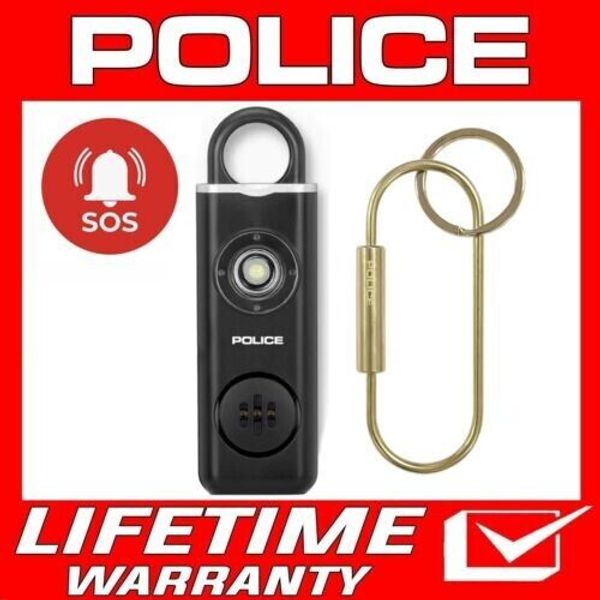 POLICE Personal Alarm Keychain Rechargeable Flashlight Security Pocket Alarm