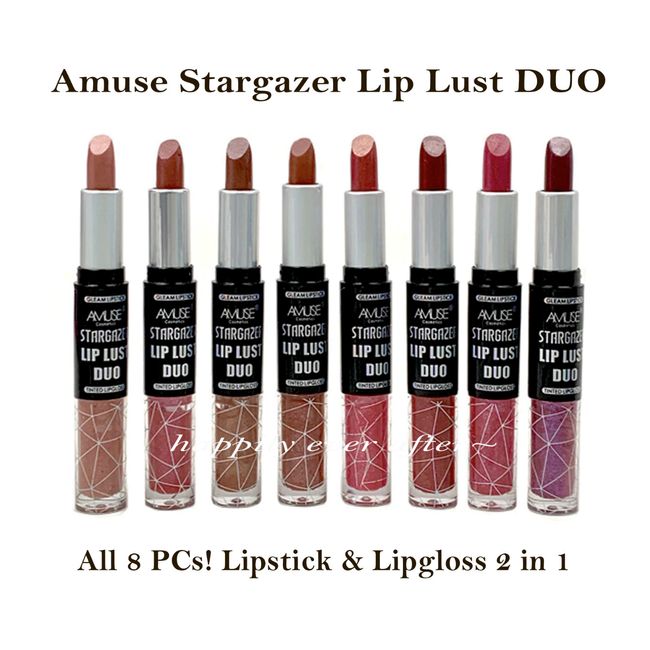 Amuse Stargazer Lip Lust DUO Set - All 8 Colors! 2 in 1 Lipstick & Lipgloss Set