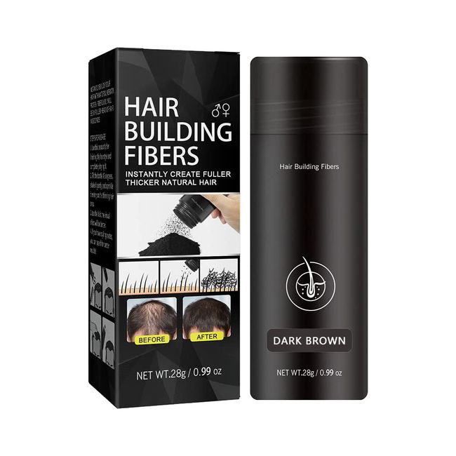 Hair Fiber Hair Building Fibers Dark Brown, Hair Filler Powder Scalp Cover Up for Thinning Hair, Completely Conceals Hair Loss for Men & Women (Dark Brown)