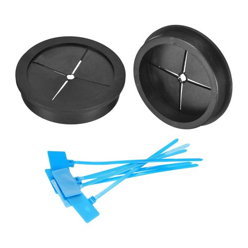 uxcell 2Pcs Cable Cord Grommet, 2-3/8"(60mm) Rubber Desk Grommets Wire Pass Through Hole Cover with Marked Cable Ties for Home Office Cable Wire Protection, Black