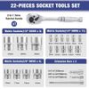 WORKPRO 22PC Socket Set 3-in-1 Ratchet Handle Socket Wrench 1/4" 3/8" 1/2" Drive