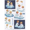 Children Sitting In Clouds Playing With Stars 3D Decoupage Sheet