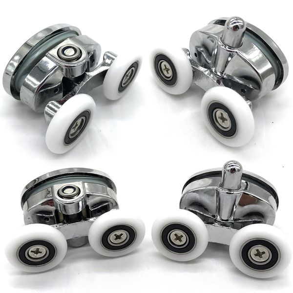 Set of 4 New Oval Butterfly Twin Wheel 23mm Shower Door Rollers (Diameter 23mm2top2bottom) (23mm Distance :27mm)