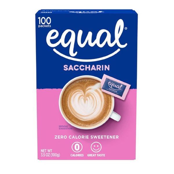 EQUAL Pink Zero Calorie Sweetener, Saccharin Sugar Substitute, Zero Calorie Sweetener Packets, Sugar Alternative, 100 Ct (Pack of 1)