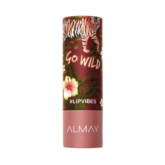 Almay Lip Vibes Lipstick with Vitamin E Oil & Shea Butter, Matte Cream Finish, Hypoallergenic, Go Wild, 0.14 Oz