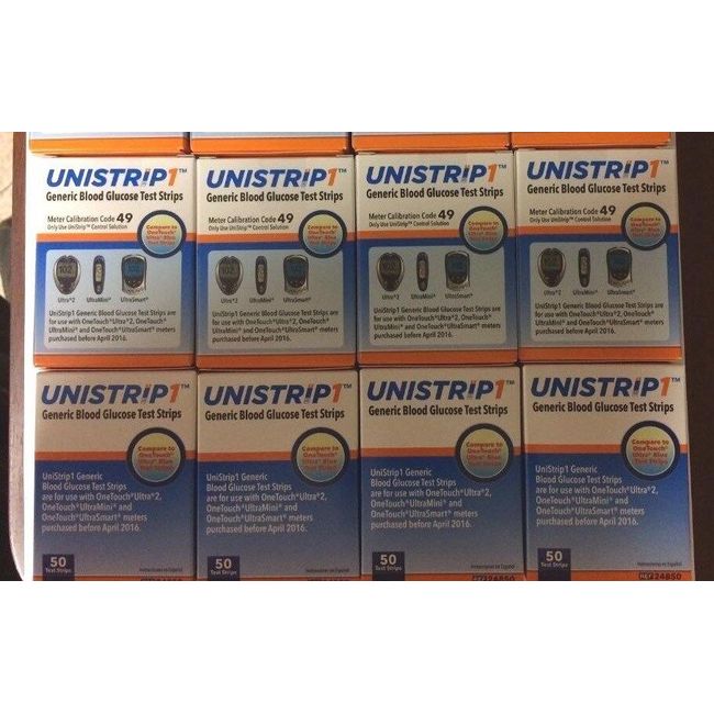 UniStrip 400 Test Strips for Use with Onetouch® Ultra® Meters Exp: 10/20/2025