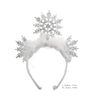 LUX ACCESSORIES Christmas Snowflake with White Fur Headband