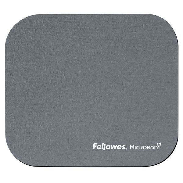 Fellowes Mouse Mat with Non-Slip Rubber Base - Mouse Pad with Antibacterial Protection - Suitable for Both Optical and Laser Mice - 199 x 232 x 2mm - Silver