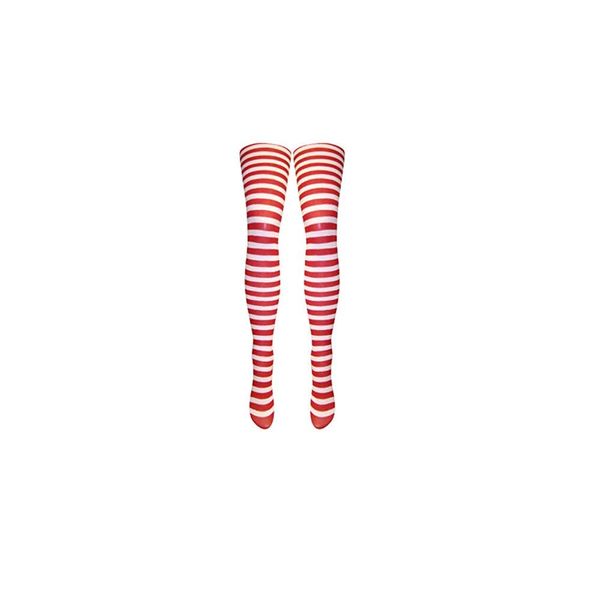 Fancy Dress Striped Tights (XL, Red & White)