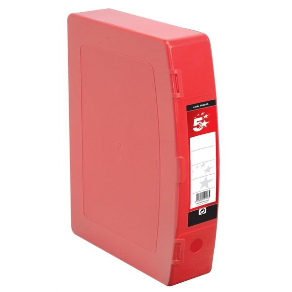 5 Star Box File Polypropylene with Twin Clip Lock Foolscap Red