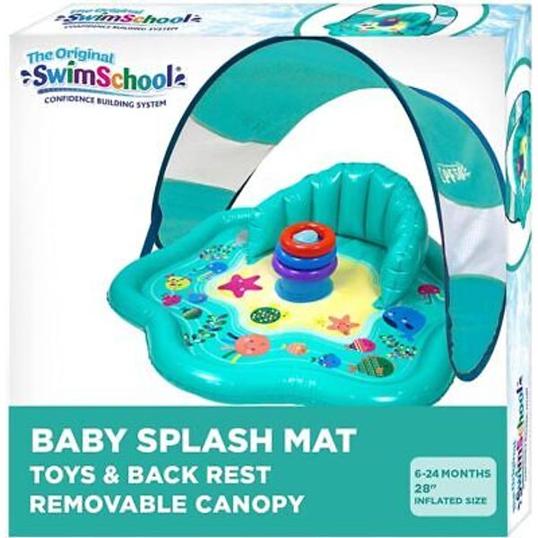 SwimSchool Baby Splash Play Mat with Blue W/Seat & Canopy