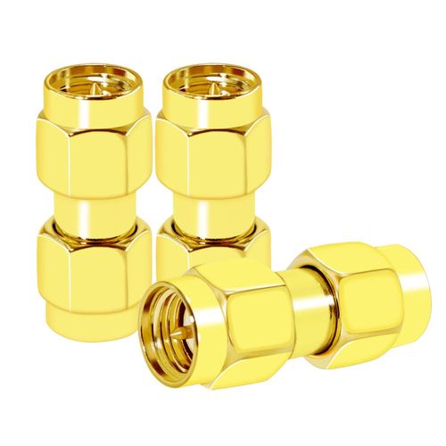 CNARIO SMA Coax Adapter SMA Male to Male Coaxial Connector Gold Plated Connector for WiFi/Antenna/Two-Way Radio/FPV Drone 3PCS
