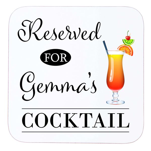 Personalised Name Cocktail Wooden Drinks Coaster Mat Gift