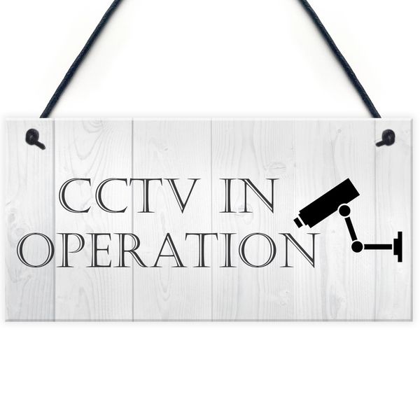 Red Ocean CCTV In Operation Home Plastic Hanging Surveillance Security Camera Wall Sign