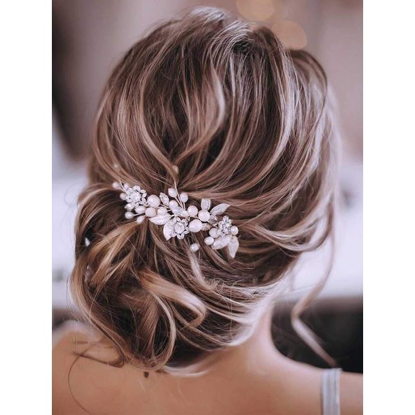 Gorais Bride Wedding Hair Vine Pearl Bridal Headpieces Leaf Hair Accessories for Women and Girls